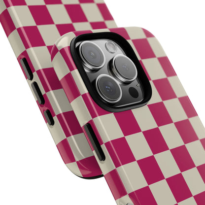 Phone Case - ’Pink & White Checkered Pattern’ Phone Case