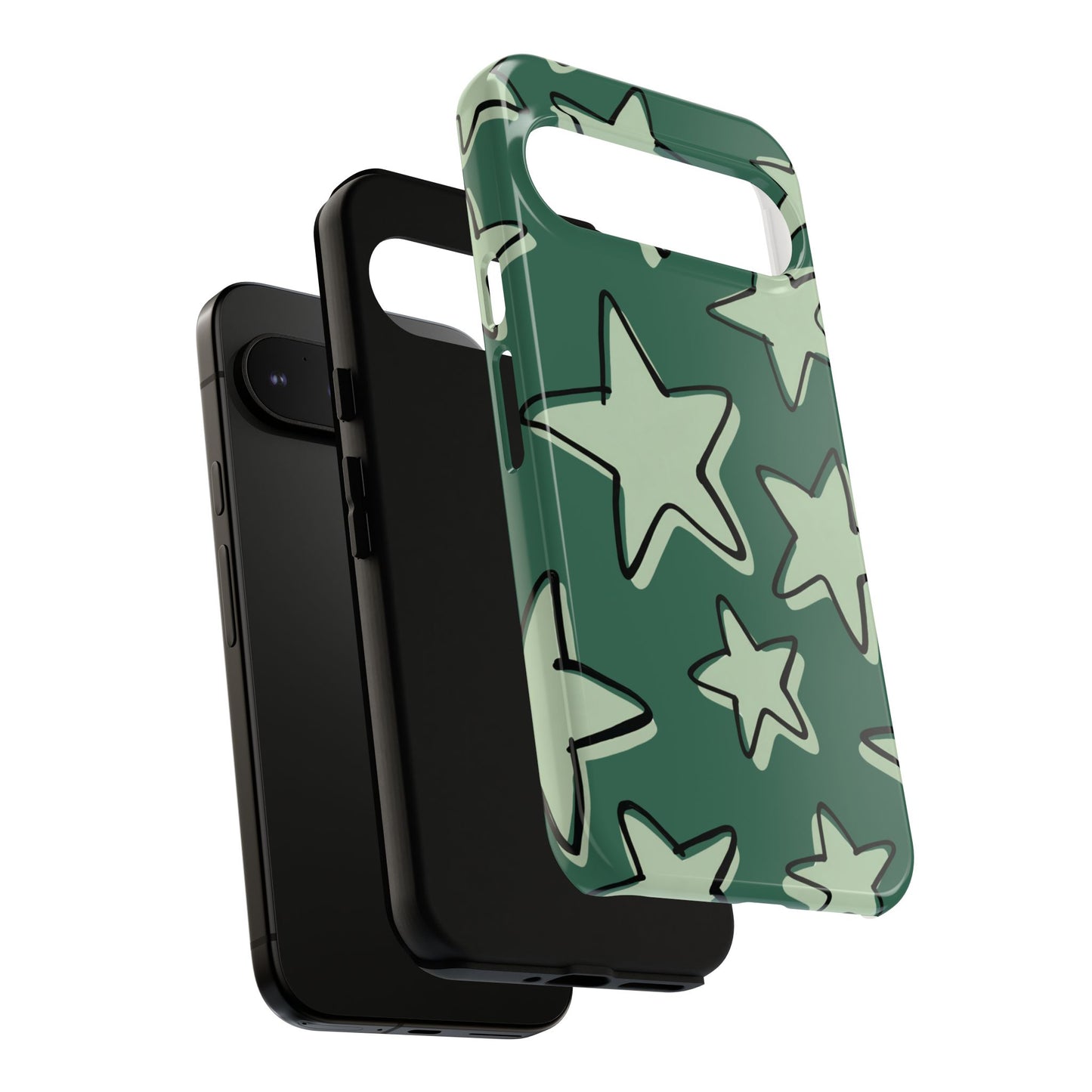 Forest Green Doodle Star Phone Case