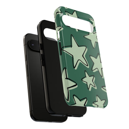 Forest Green Doodle Star Phone Case