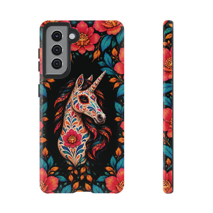 Elegant Pink and Turquoise Calavera Unicorn Phone Case - Phone Case - Samsung Galaxy S21 / Glossy