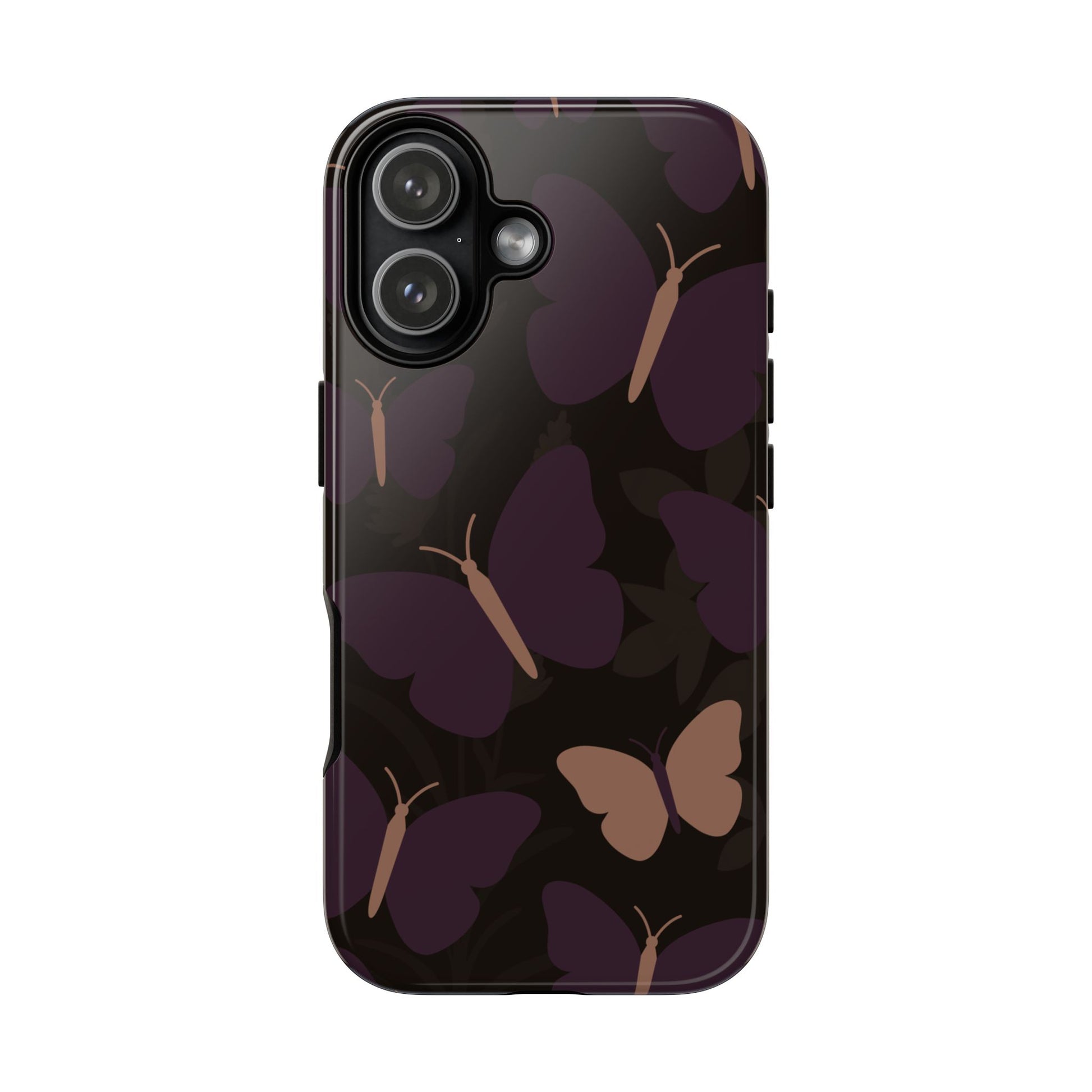 iPhone 17 / Glossy Phone Case - Minimalist Purple Butterfly Pattern Phone Case
