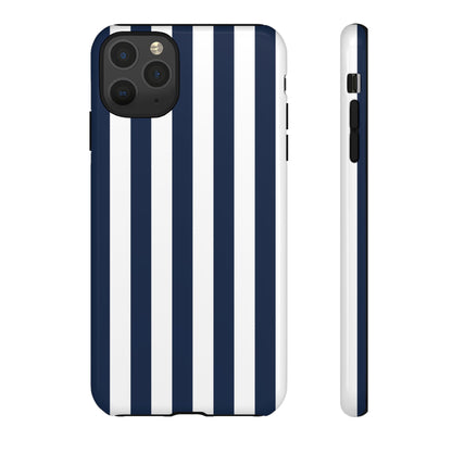 iPhone 11 Pro Max / Glossy Phone Case - Simple Dark Blue & White Stripe Pattern Phone Case