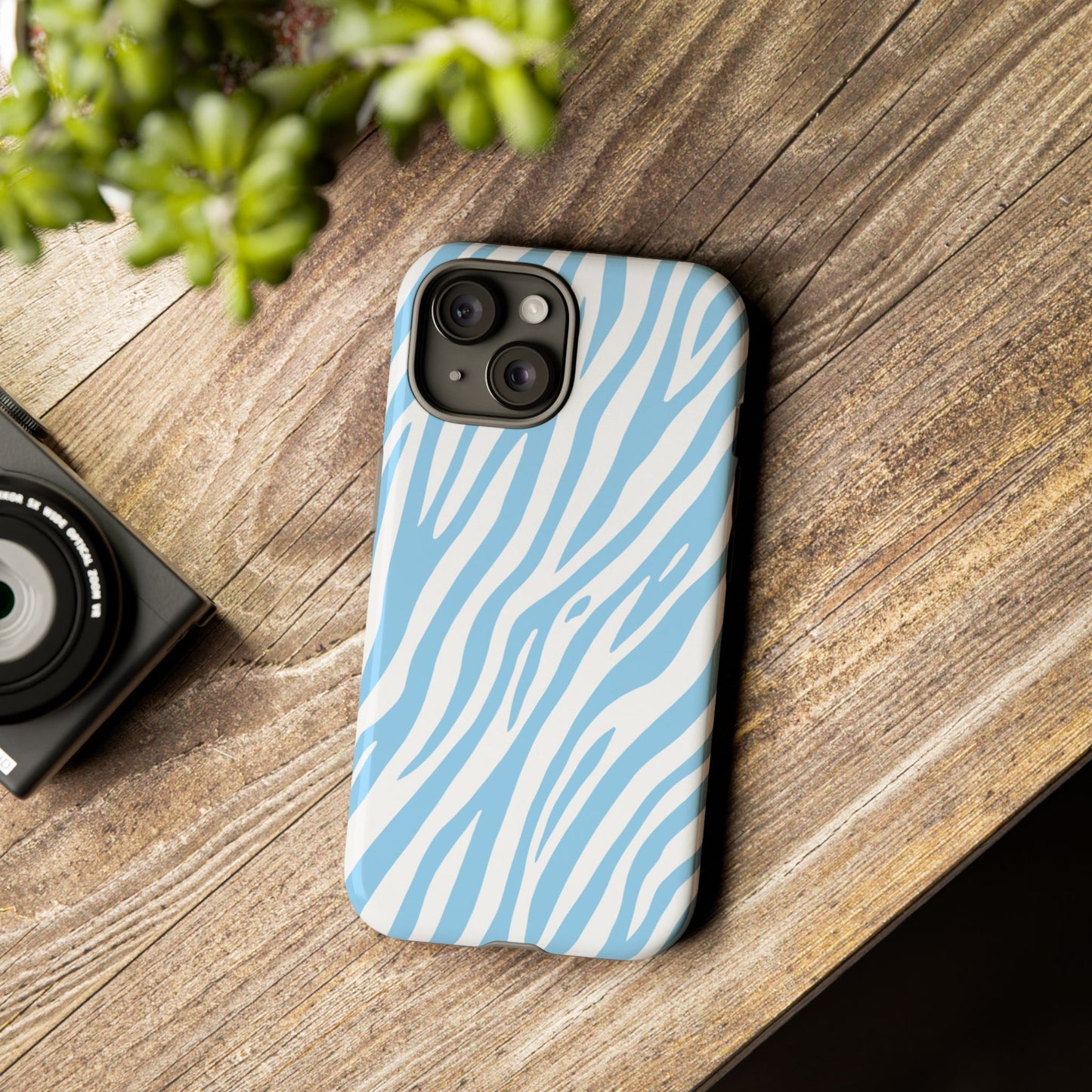 Sky Blue Tiger Print Phone Case