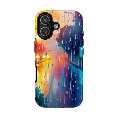 iPhone 17 / Glossy Phone Case - Electric Rain Watercolour Design Phone Case
