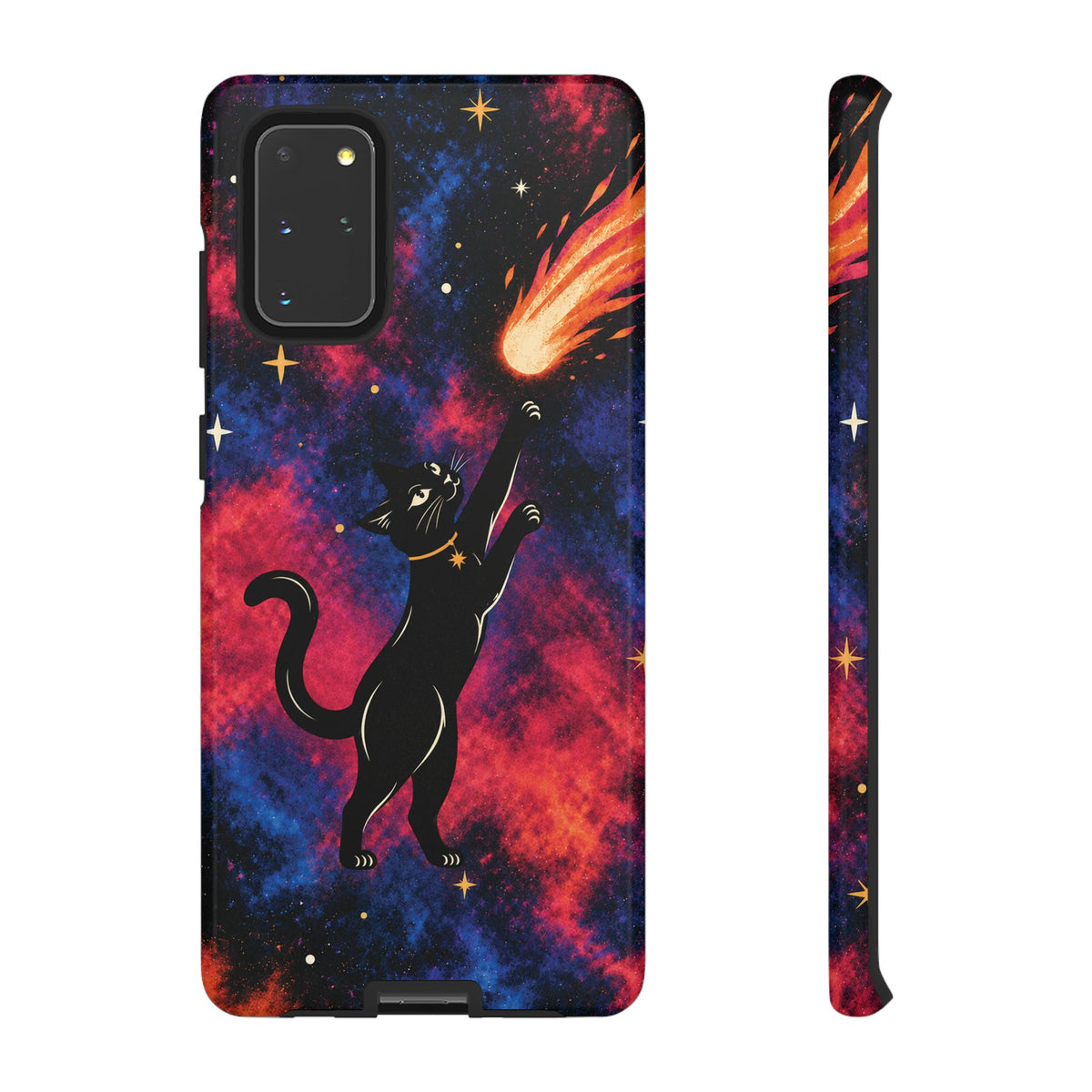 Whimsical Multicolour Celestial Black Cat Phone Case