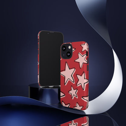 Cherry Red Doodle Star Phone Case