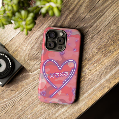 Love Heart Neon Camo Phone Case - Pink Phone Case