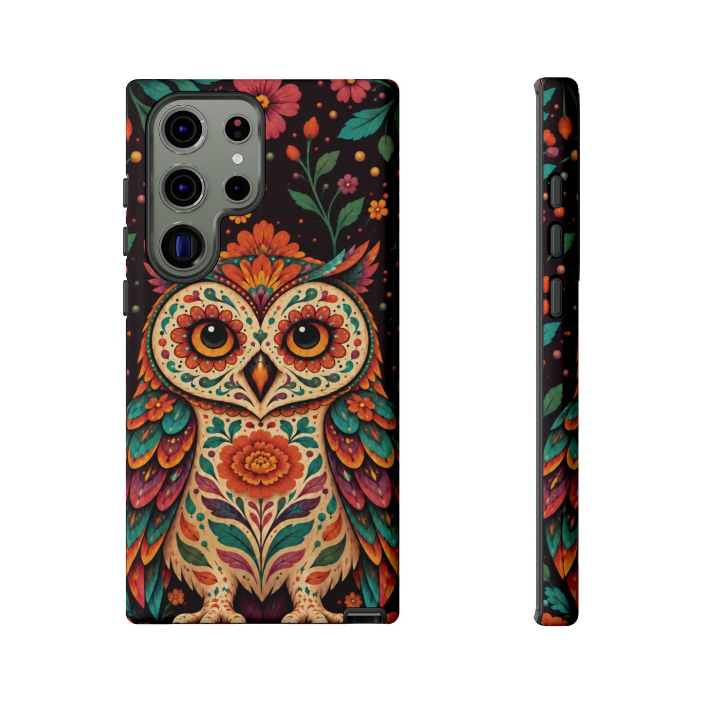 Vibrant Terracotta and Teal Calavera Owl Phone Case - Multicolor Phone Case - Samsung Galaxy S23 Ultra / Glossy