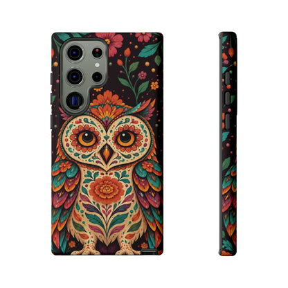 Vibrant Terracotta and Teal Calavera Owl Phone Case - Multicolor Phone Case - Samsung Galaxy S23 Ultra / Glossy
