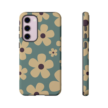Cute Blue & Cream Daisy Pattern Phone Case - Blue Phone Case - Samsung Galaxy S23 Plus / Glossy