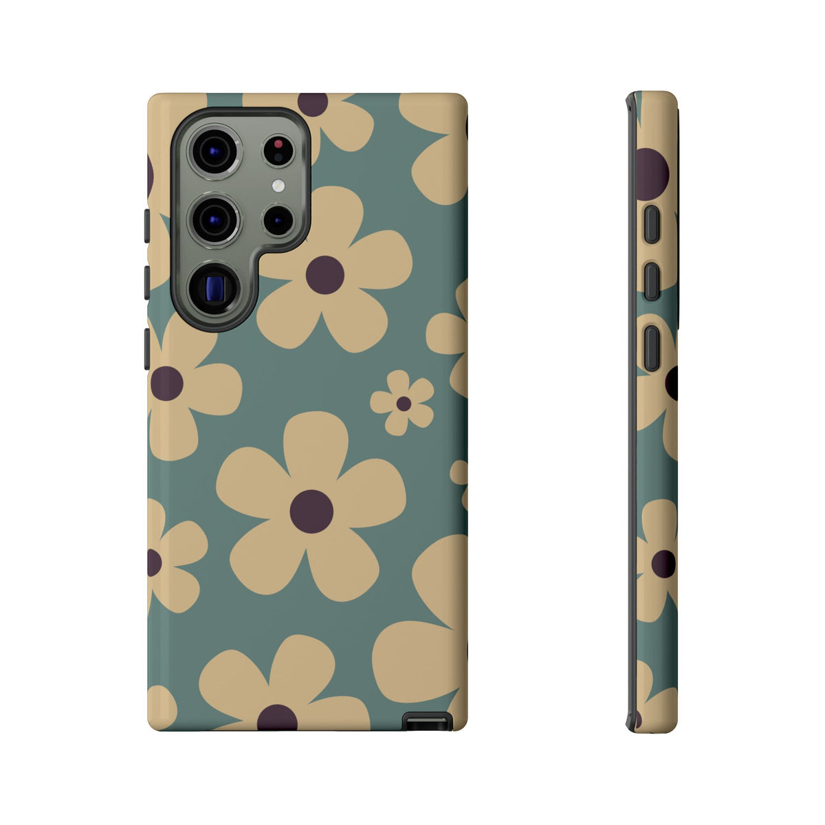 Cute Blue & Cream Daisy Pattern Phone Case - Blue Phone Case - Samsung Galaxy S23 Ultra / Glossy
