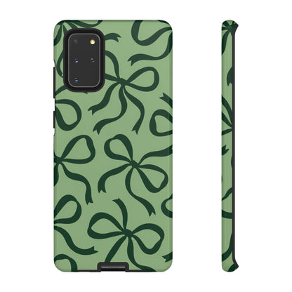 Bold Sage Green and Forest Green Bow Pattern Phone Case