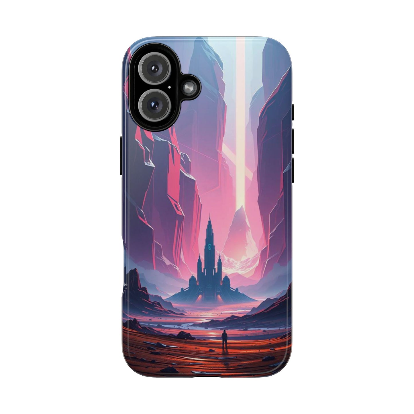 iPhone 16 Plus / Glossy Phone Case - Alien Fortress Design Phone Case