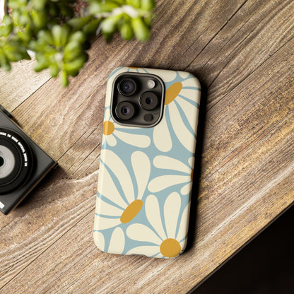 Retro Light Blue Daisy Pattern Phone Case - Blue Phone Case