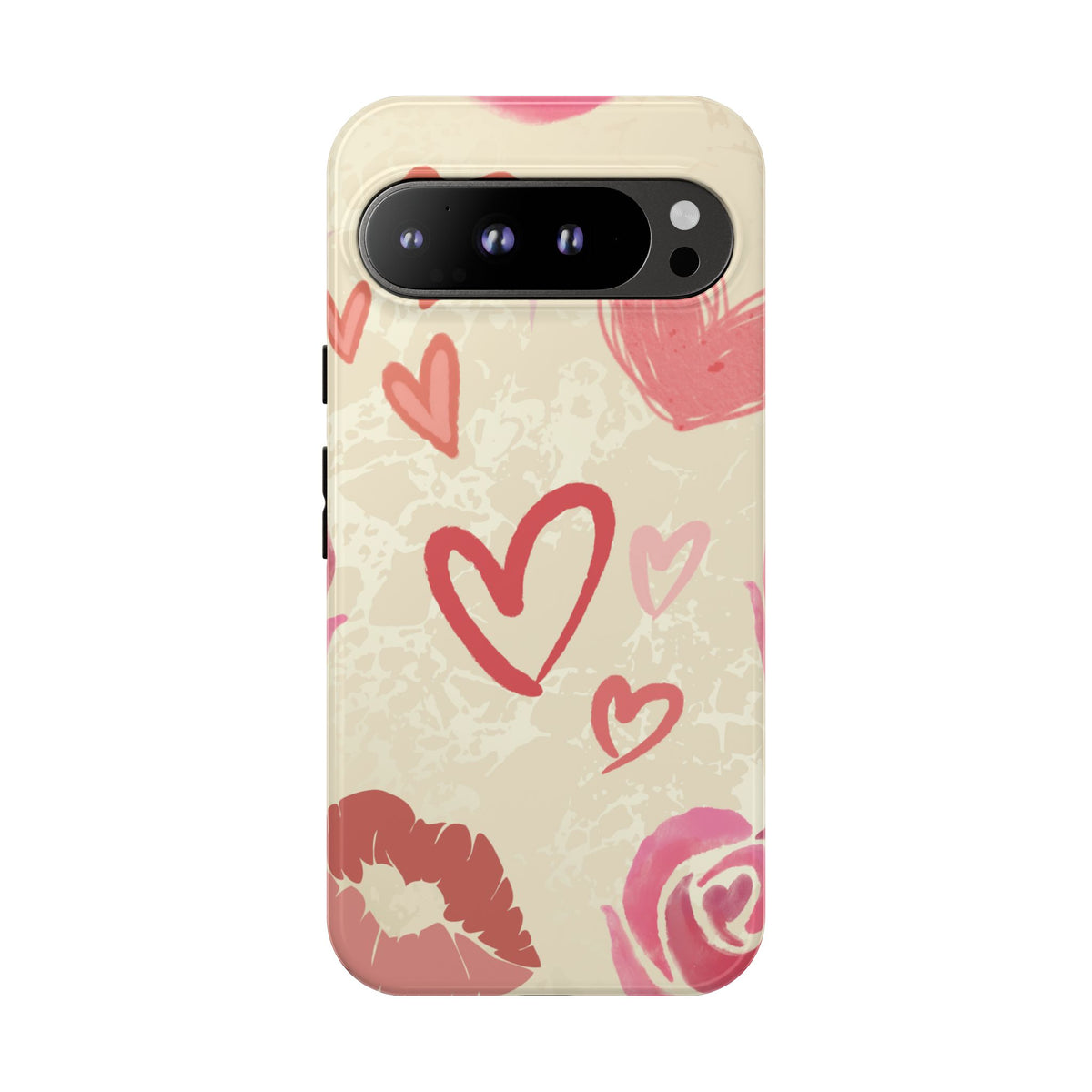 Cute Pink Heart & Rose Pattern Phone Case - Pink Phone Case - Google Pixel 9 Pro XL / Glossy
