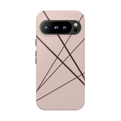 Abstract Pink with Brown Lines Phone Case - Pink Phone Case - Google Pixel 9 Pro / Glossy