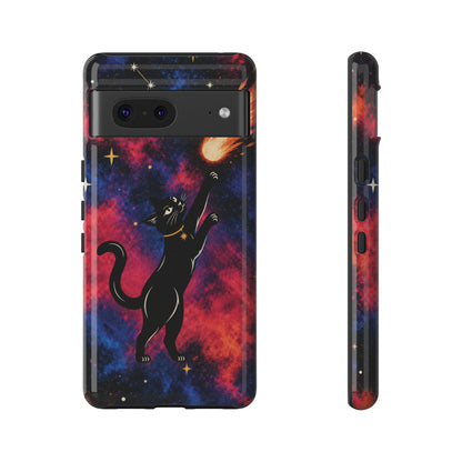 Whimsical Multicolour Celestial Black Cat Phone Case