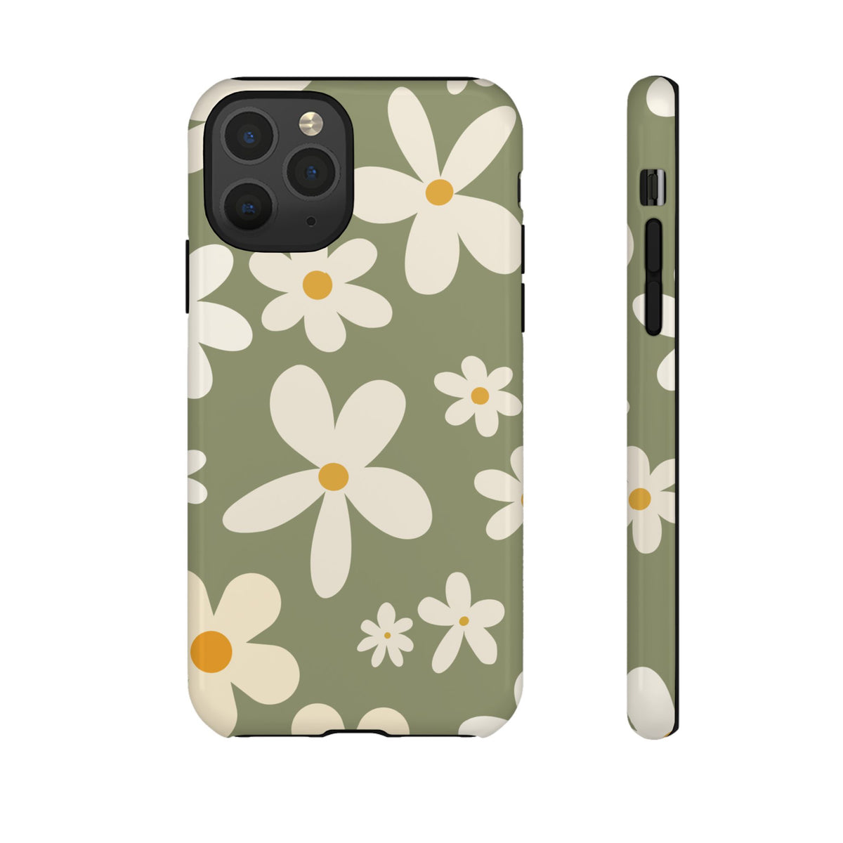 Chic Green Daisy Pattern Phone Case - Green Phone Case - iPhone 11 Pro / Glossy