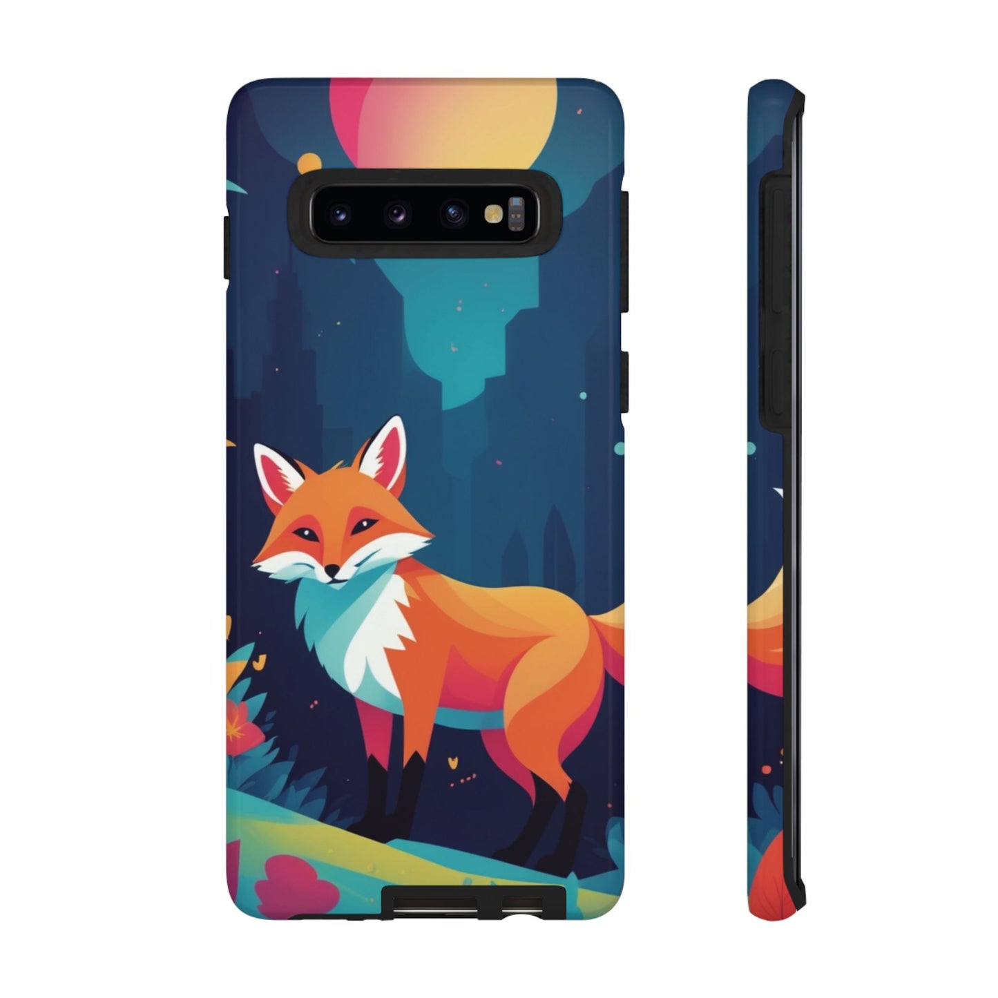 Samsung Galaxy S10 / Glossy Phone Case - Stylised Fox Design Phone Case