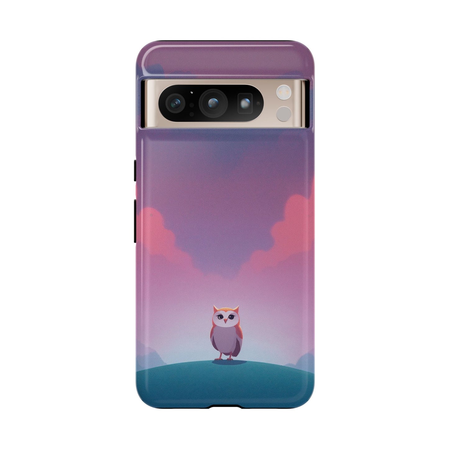 Google Pixel 8 Pro / Glossy Phone Case - Watercolour Owl & Cloud Design Phone Case