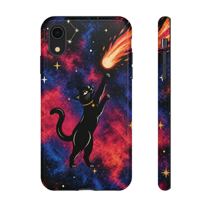 Whimsical Multicolour Celestial Black Cat Phone Case