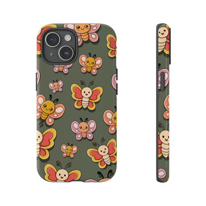 iPhone 15 / Glossy Phone Case - Green Butterfly Sticker Design Phone Case