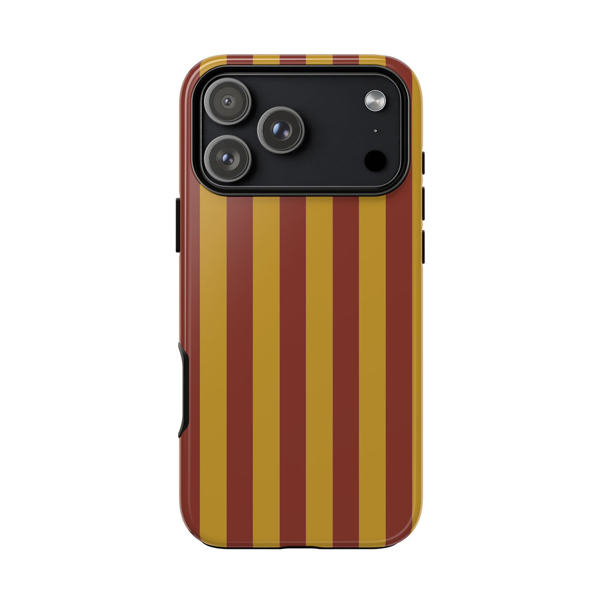 Trendy Mustard & Burgandy Stripe Pattern Phone Case - Brown Phone Case - iPhone 17 Pro Max / Glossy