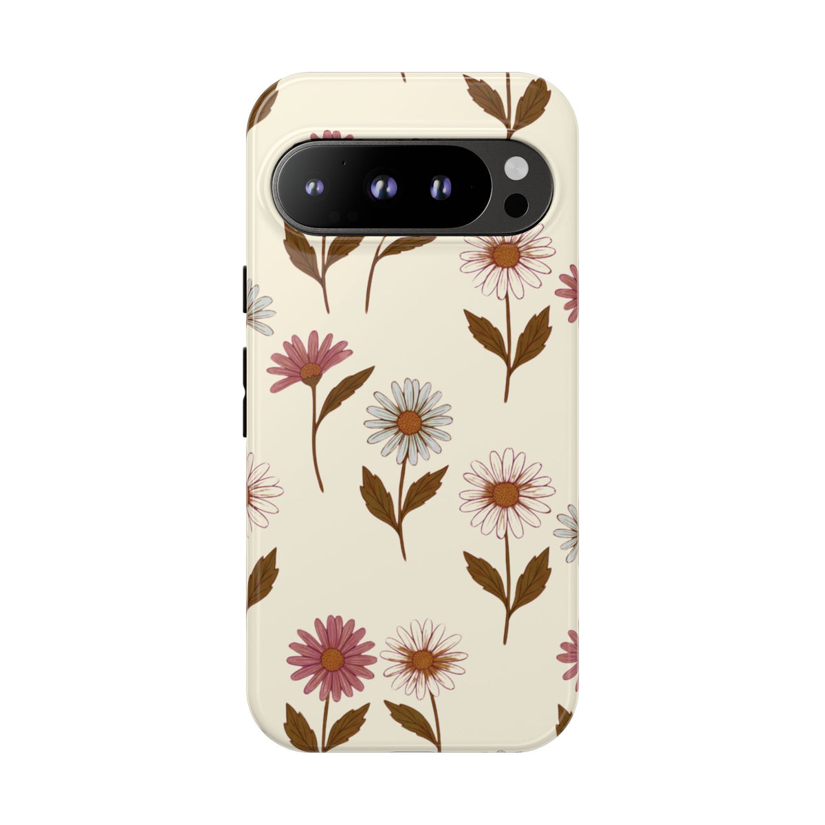Pretty Cream & Rose Daisy Pattern Phone Case