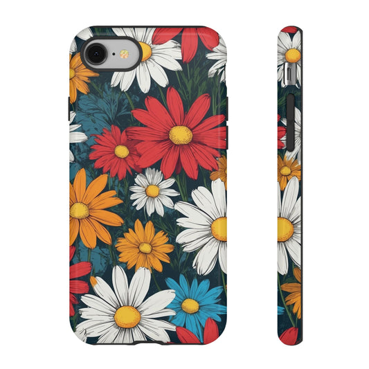 Pop Art Daisies Illustration "Red & Orange" Phone Case