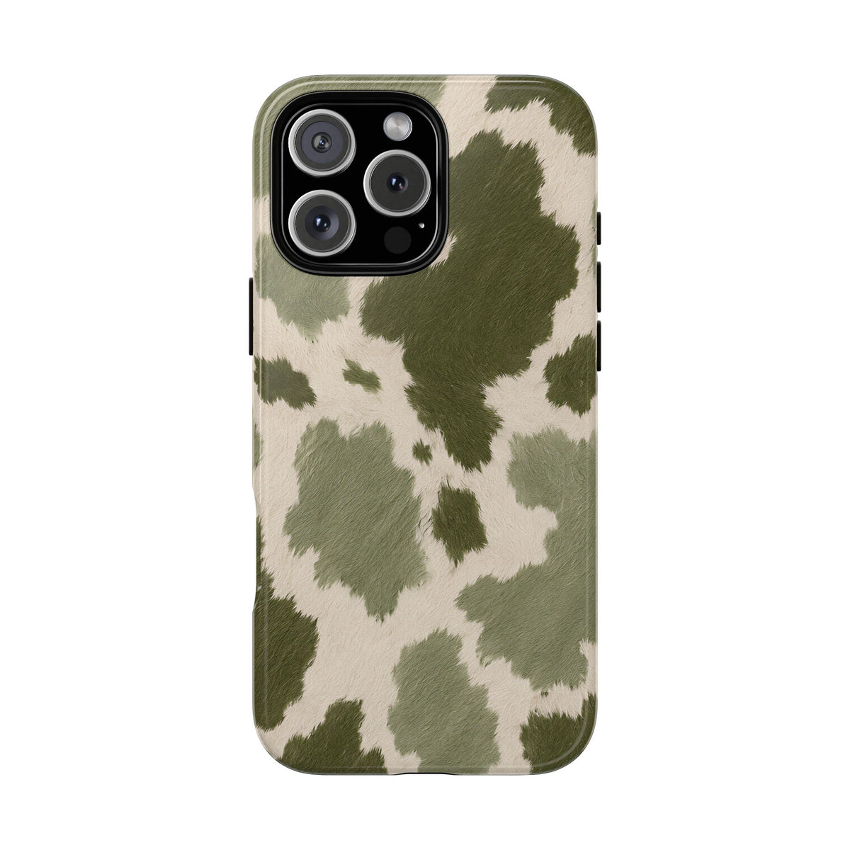 Stylish Olive Green Cow Print Phone Case - Green Phone Case - iPhone 16 Pro Max / Glossy