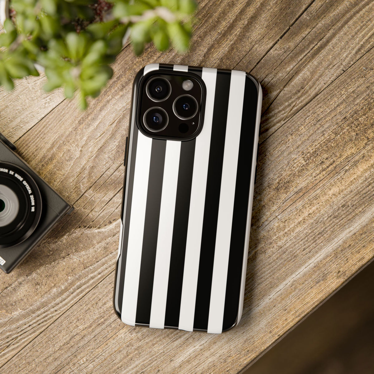 Simple Black & White Stripe Pattern Phone Case - White Phone Case
