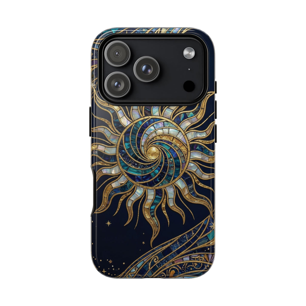 Elegant Navy & Gold Solar Spiral Phone Case