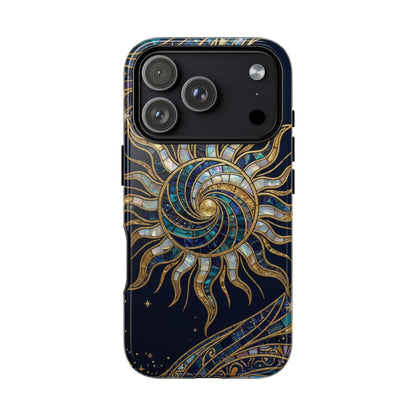Elegant Navy & Gold Solar Spiral Phone Case