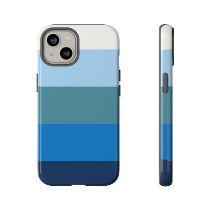 Blue and White Stripe Pattern Phone Case - Blue Phone Case - iPhone 14 / Glossy