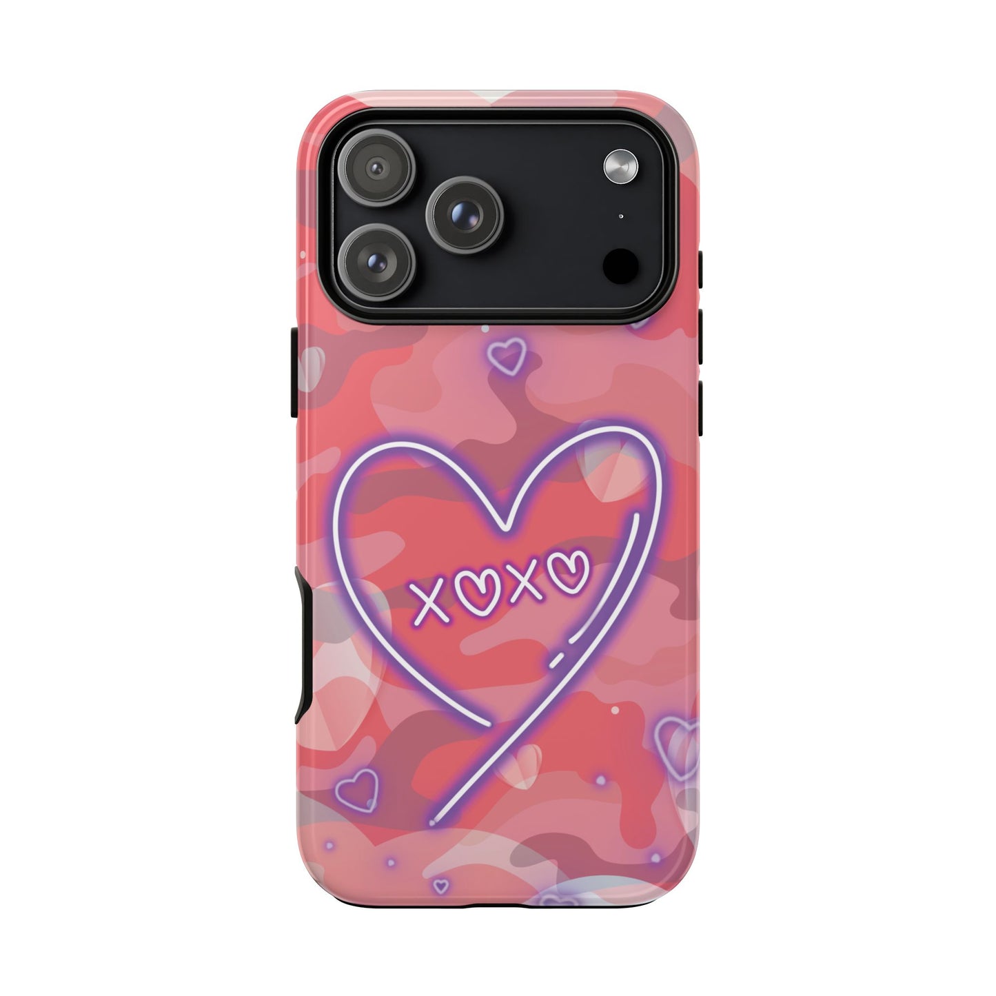 Love Heart Neon Camo Phone Case - Pink Phone Case - iPhone 17 Pro Max / Glossy