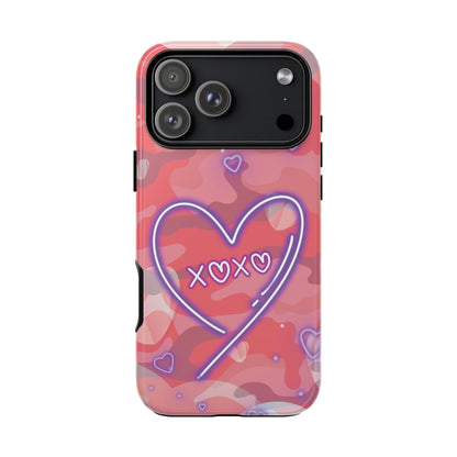 Love Heart Neon Camo Phone Case - Pink Phone Case - iPhone 17 Pro Max / Glossy
