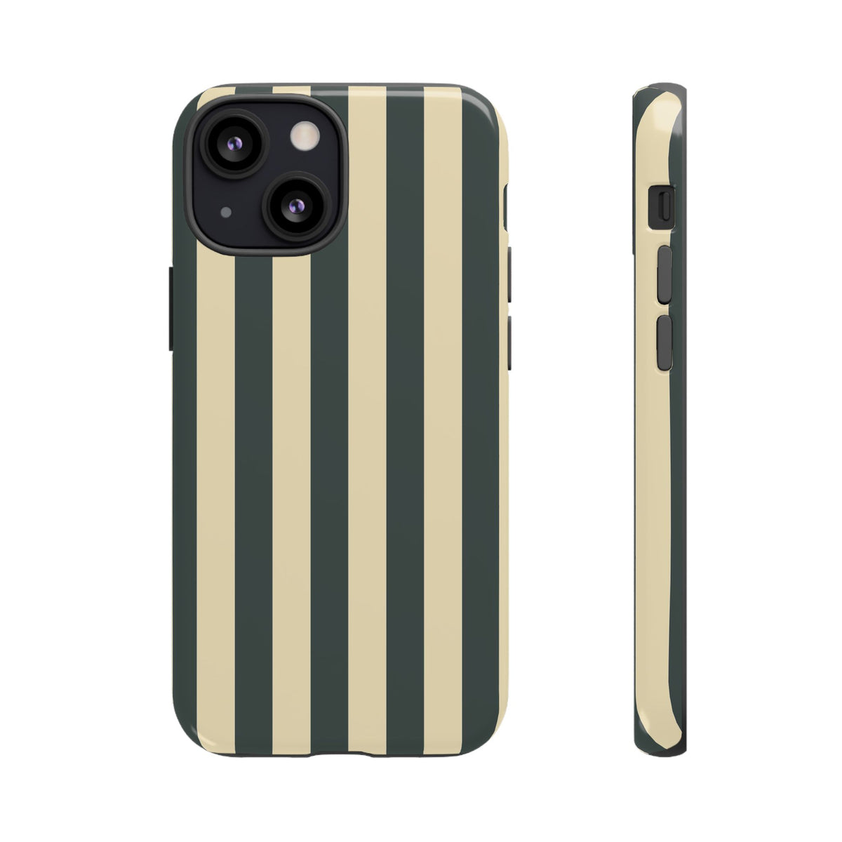 Green & Beige Stripe Pattern Phone Case - Green Phone Case - iPhone 13 Mini / Glossy