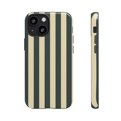 Green & Beige Stripe Pattern Phone Case - Green Phone Case - iPhone 13 Mini / Glossy