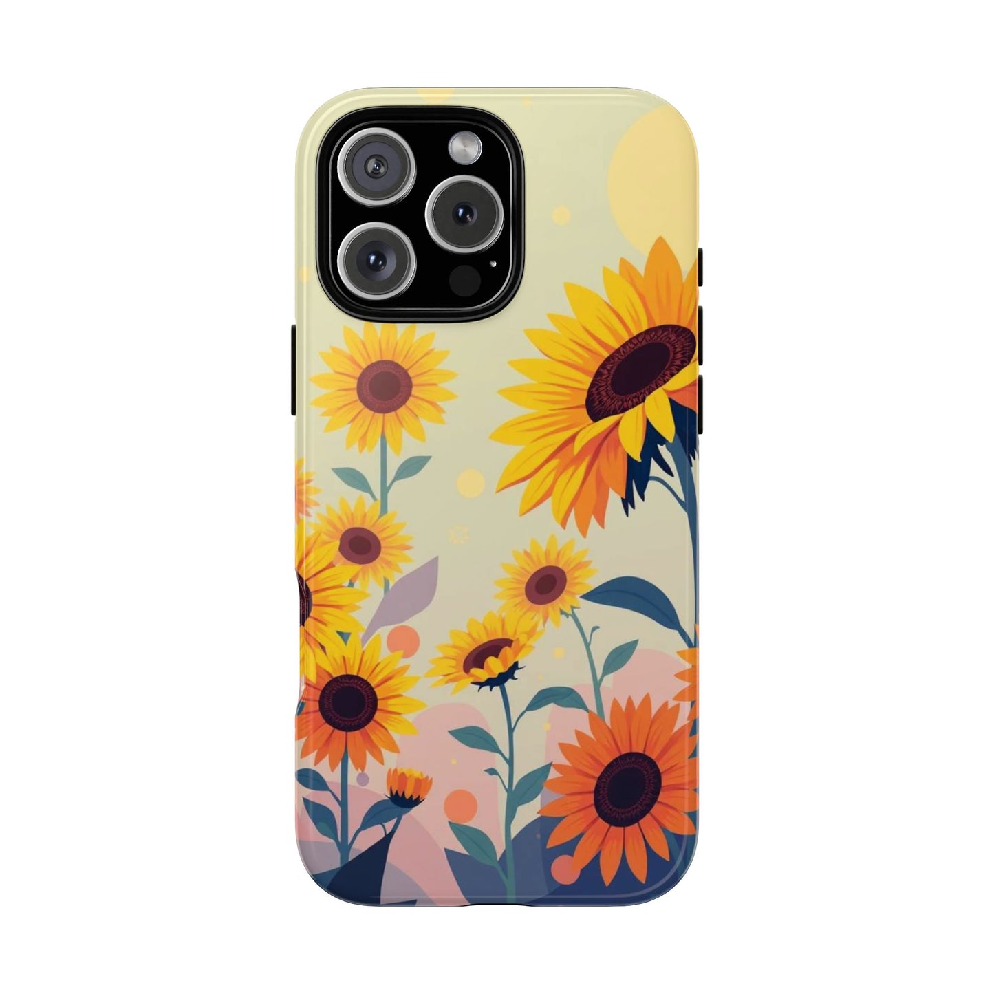 iPhone 16 Pro Max / Glossy Phone Case - Modern Flat Sunflower Design Phone Case
