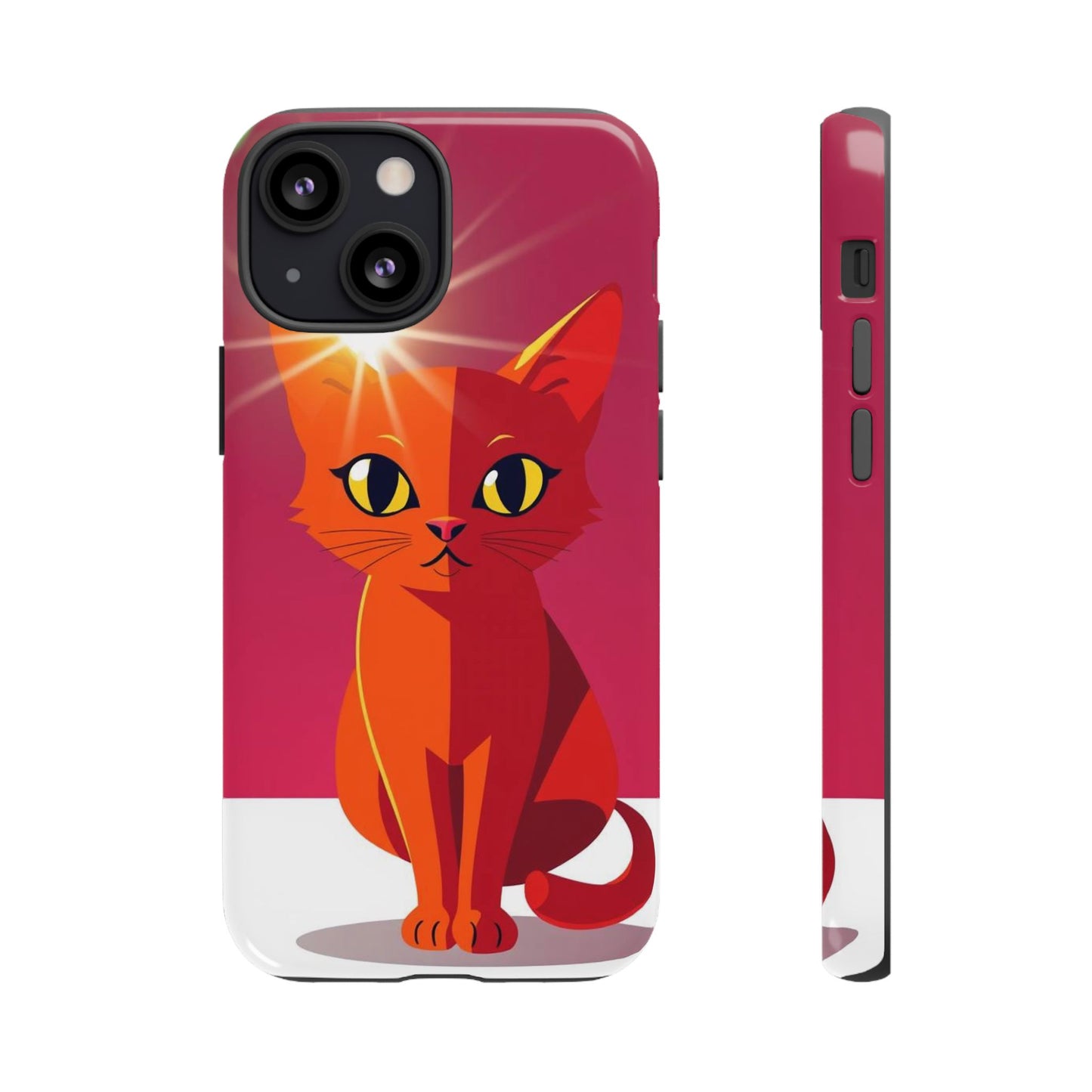 iPhone 13 Mini / Glossy Phone Case - Flashing Cat Design Phone Case