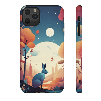 iPhone 11 Pro Max / Glossy Phone Case - Stylised Blue Hare Design Phone Case
