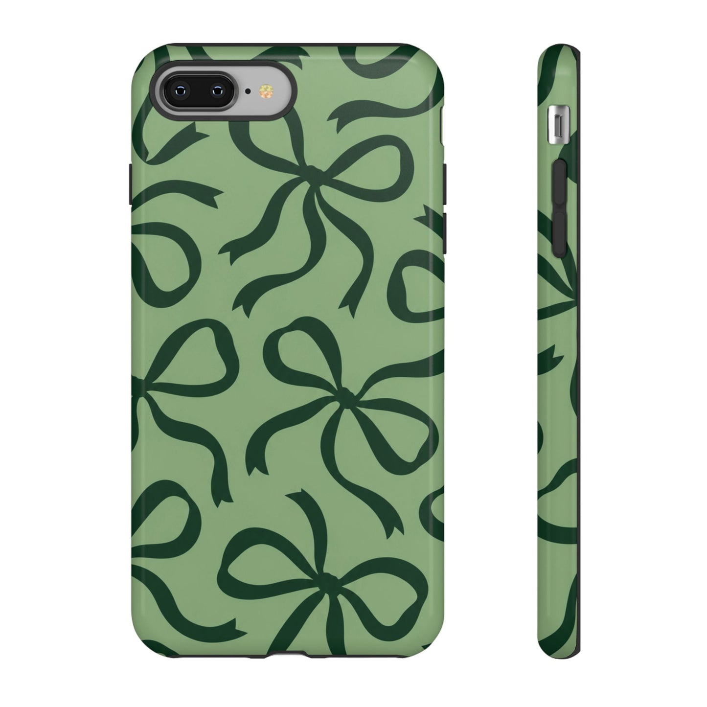 Bold Sage Green and Forest Green Bow Pattern Phone Case