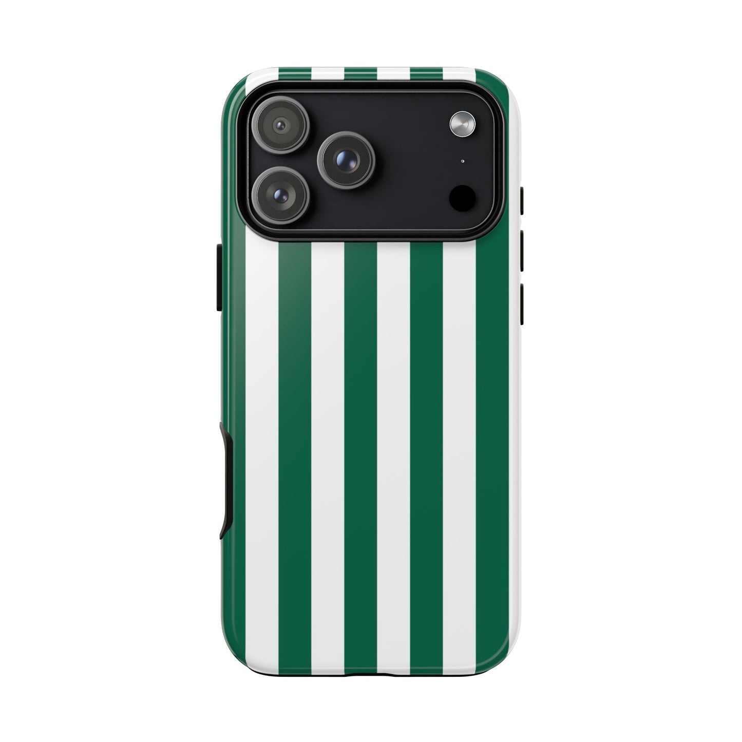 iPhone 17 Pro Max / Glossy Phone Case - Simple Green & White Stripe Pattern Phone Case
