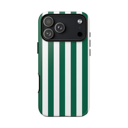iPhone 17 Pro Max / Glossy Phone Case - Simple Green & White Stripe Pattern Phone Case