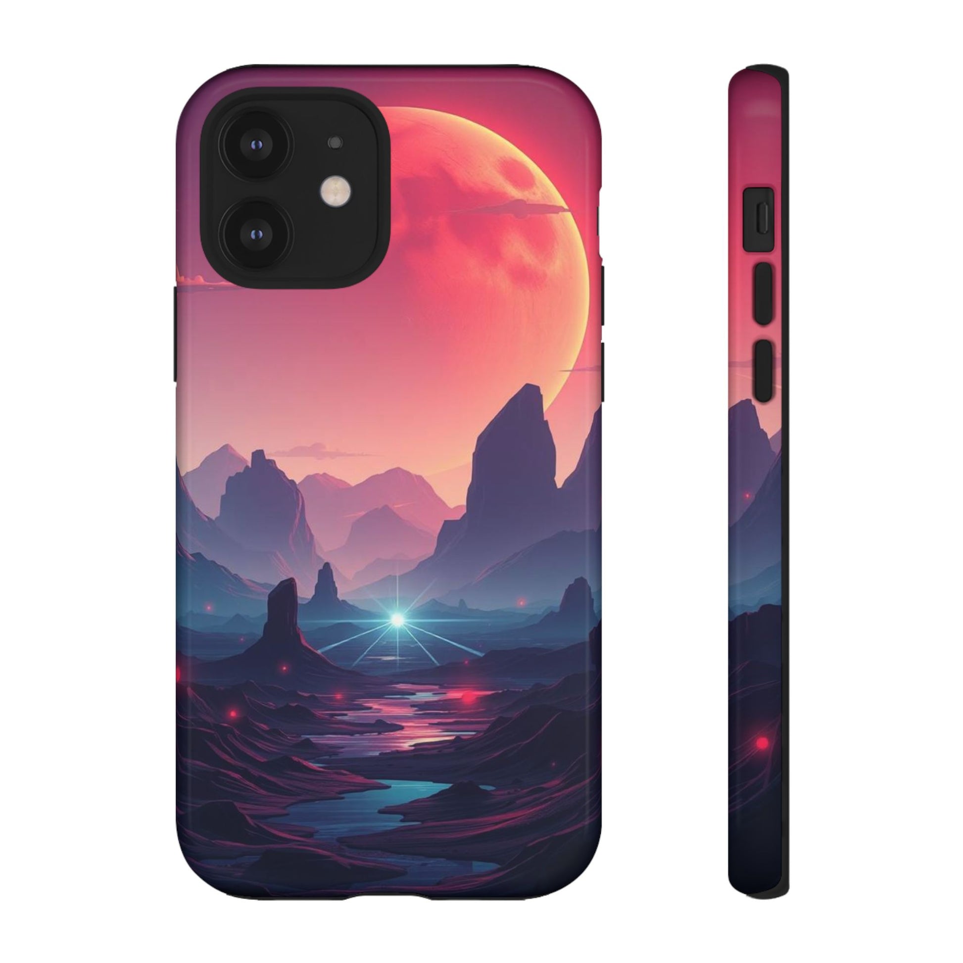 Alien Moon Landscape Design Phone Case - Multicolor Phone Case - iPhone 12 / Glossy