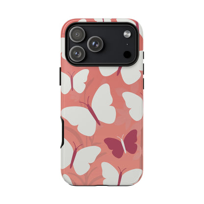 iPhone 17 Pro Max / Glossy Phone Case - Minimalist Pink Butterfly Pattern Phone Case