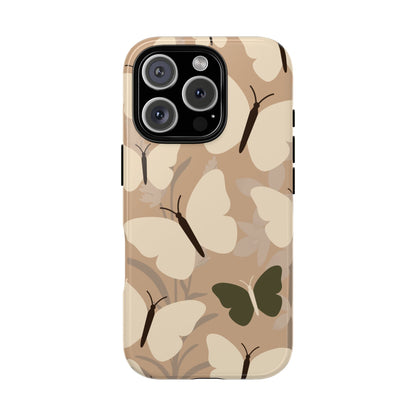 Minimalist Beige Butterfly Pattern Phone Case - Beige Phone Case - iPhone 16 Pro / Glossy