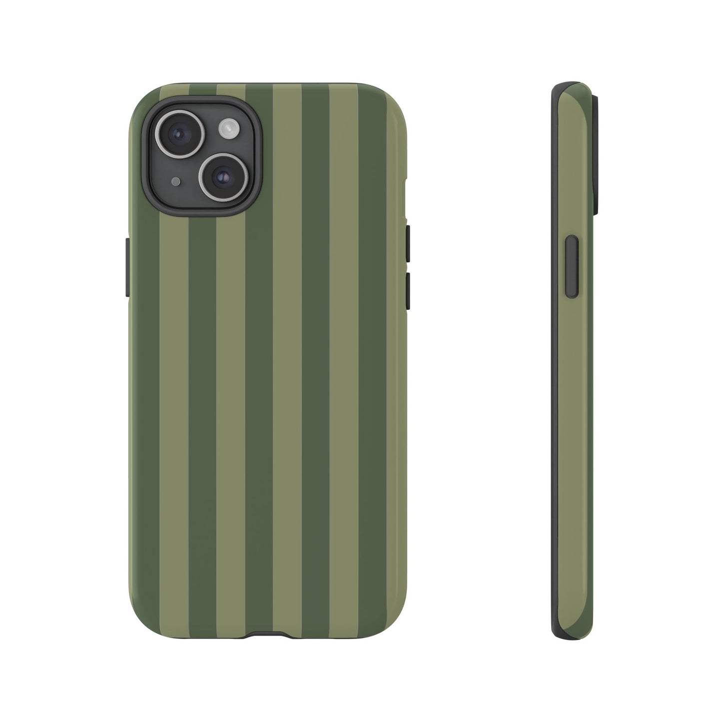 iPhone 15 Plus / Glossy Phone Case - ’Green Stripe Pattern’ Phone Case