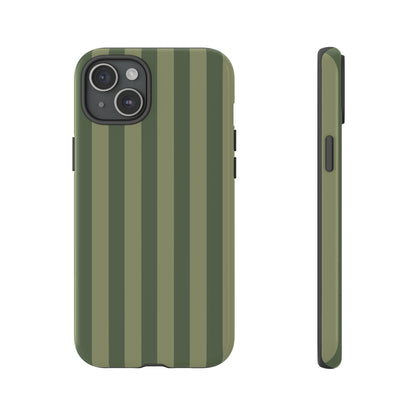 iPhone 15 Plus / Glossy Phone Case - ’Green Stripe Pattern’ Phone Case
