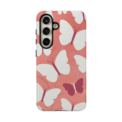Minimalist Pink Butterfly Pattern Phone Case - Pink Phone Case - Samsung Galaxy S24 / Glossy
